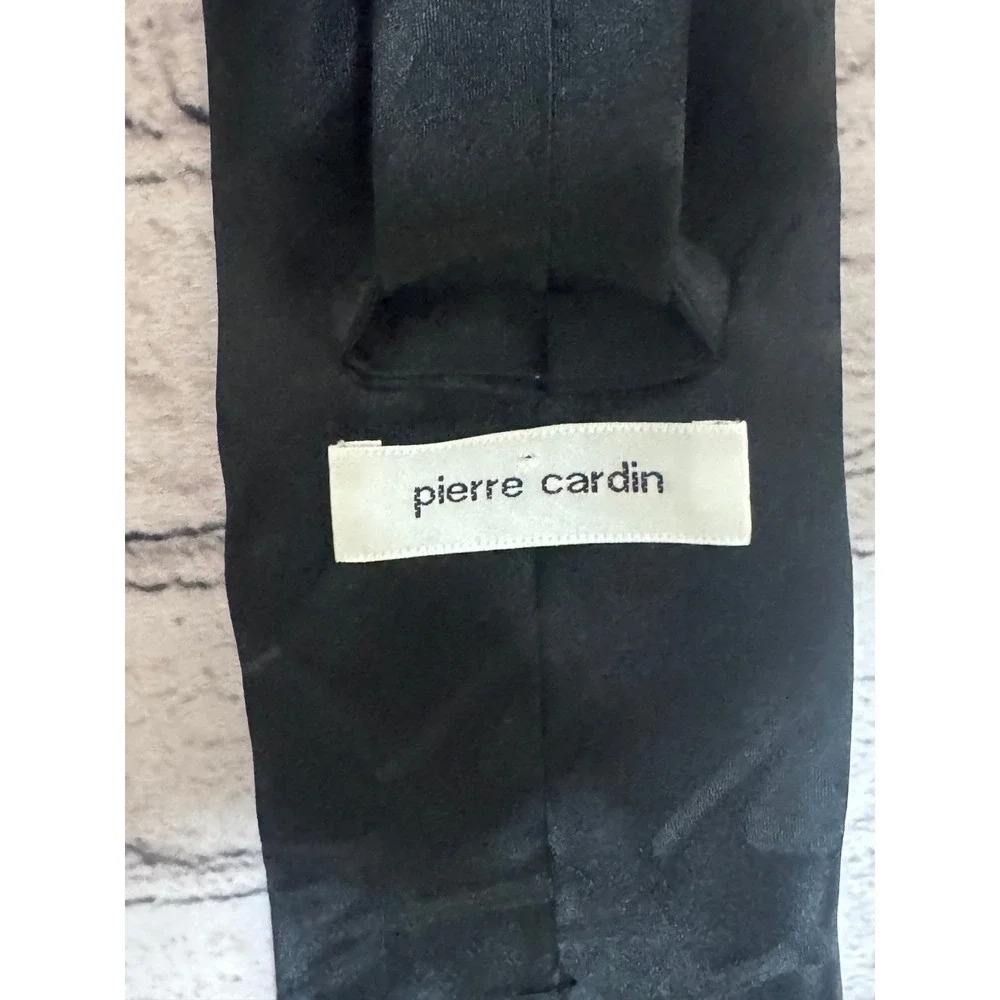 Pierre Cardin Black Solid Silk Blend Mens‎ Necktie